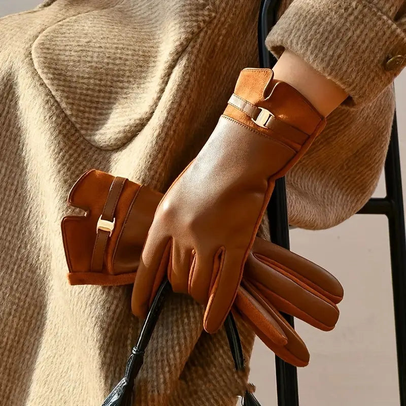 Warm Leather Gloves Winter