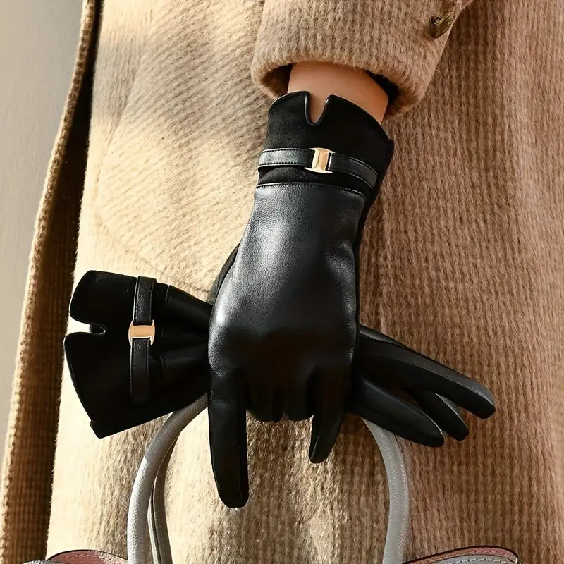 Warm Leather Gloves Winter