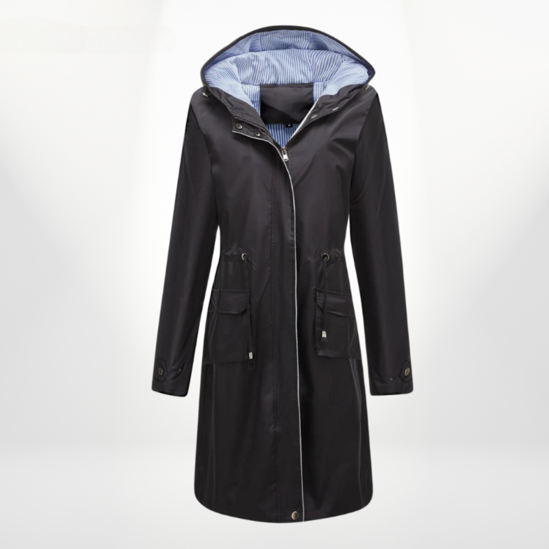 Women's Long Waterproof Raincoat with Hood