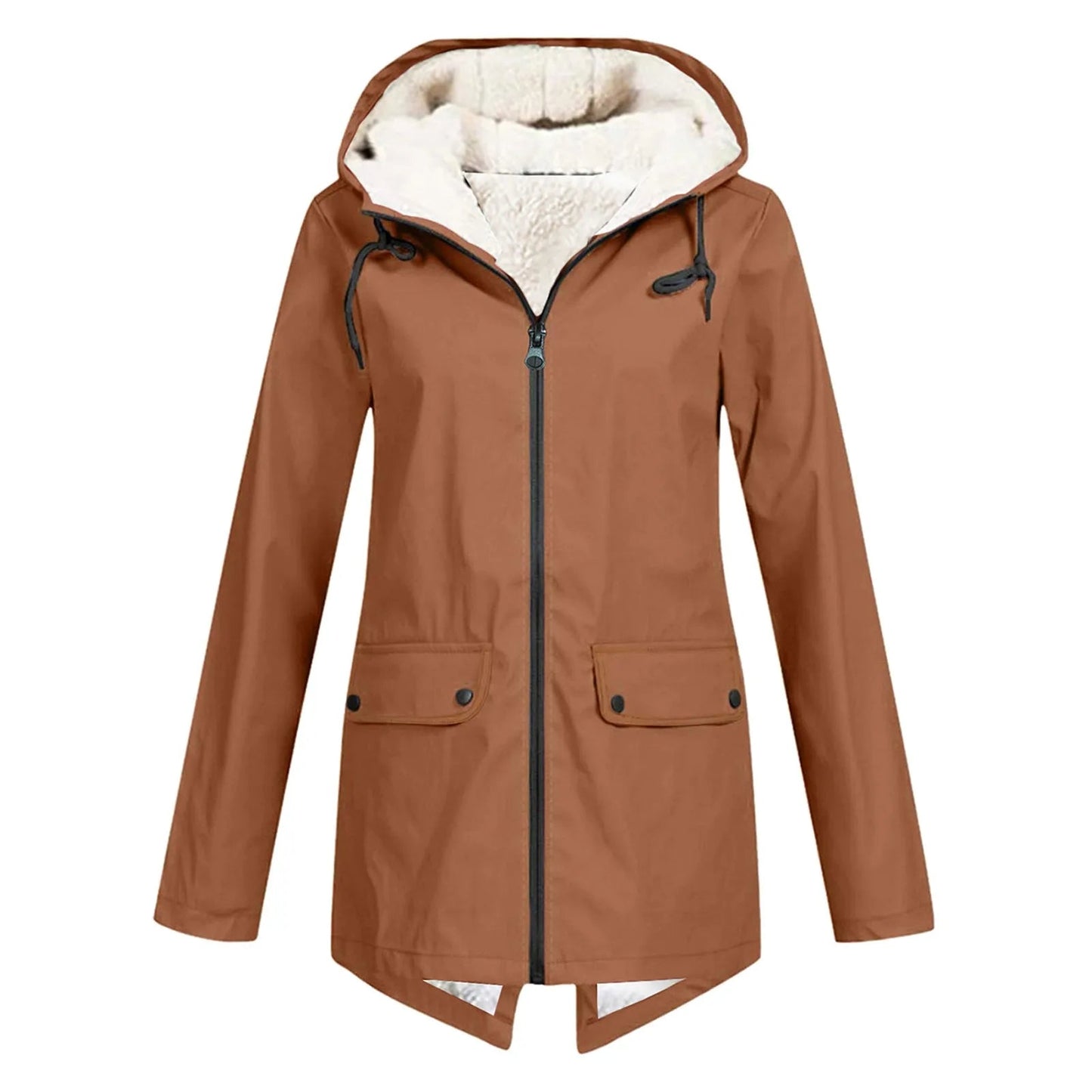 Women's Waterproof Warm Jacket with Hood and Fleece Lining