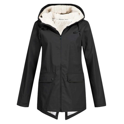 Women's Waterproof Warm Jacket with Hood and Fleece Lining