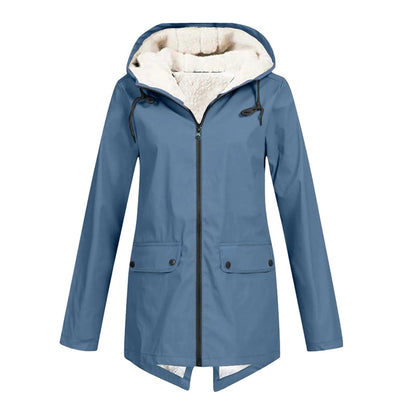 Women's Waterproof Warm Jacket with Hood and Fleece Lining