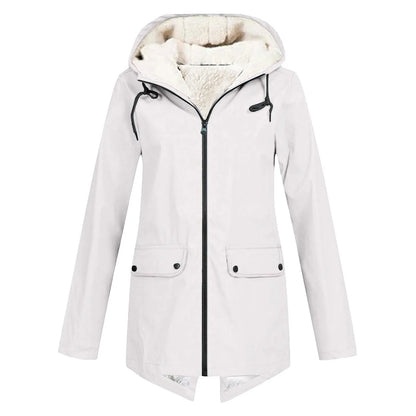 Women's Waterproof Warm Jacket with Hood and Fleece Lining