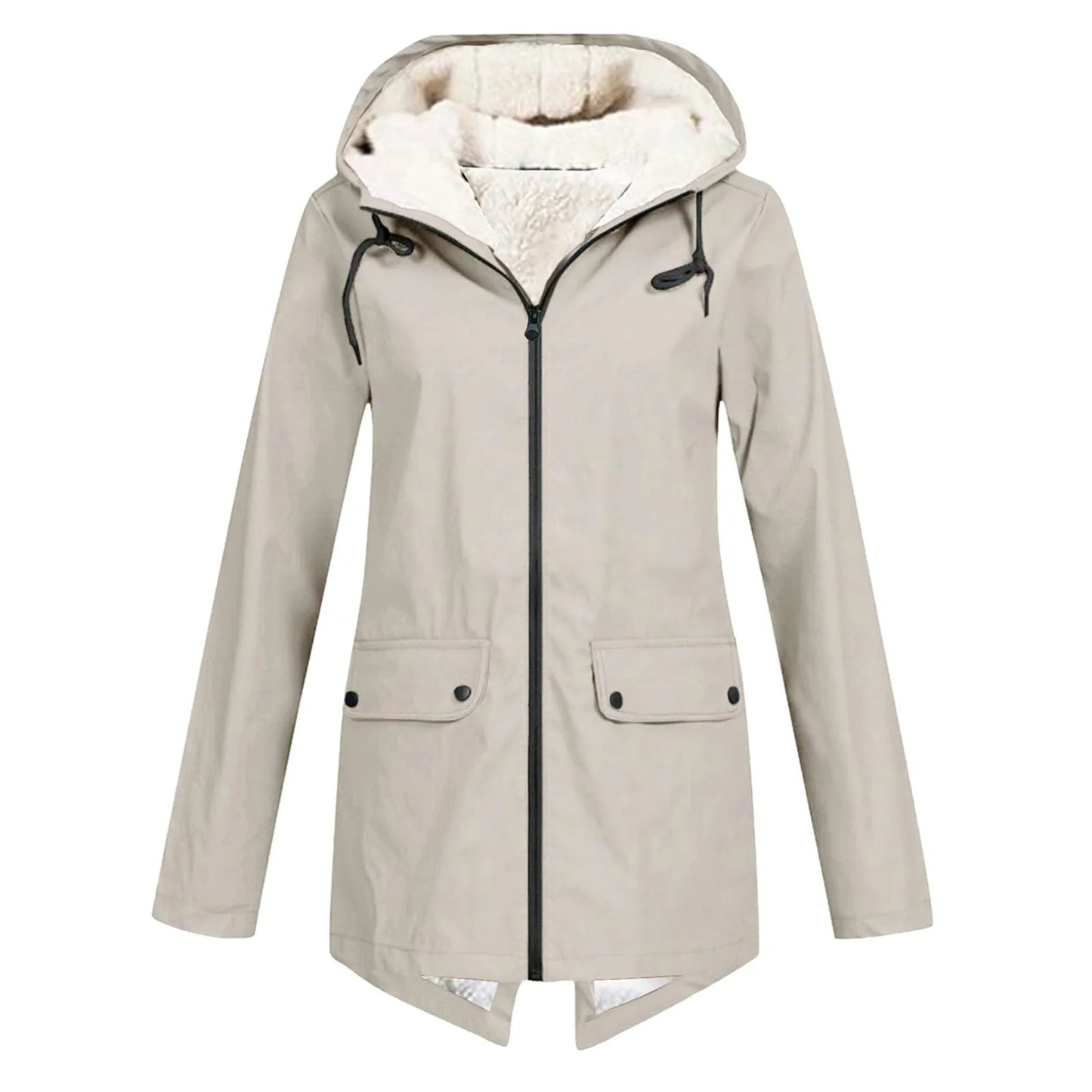 Women's Waterproof Warm Jacket with Hood and Fleece Lining
