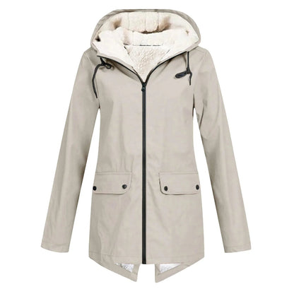 Women's Waterproof Warm Jacket with Hood and Fleece Lining