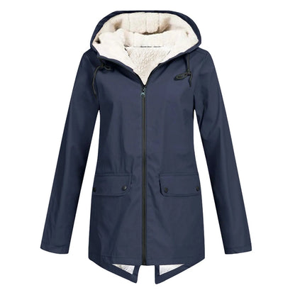 Women's Waterproof Warm Jacket with Hood and Fleece Lining