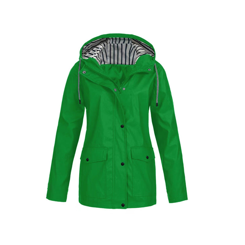 Wasserdichte Regenjacke Damen Elegant Mid-Length