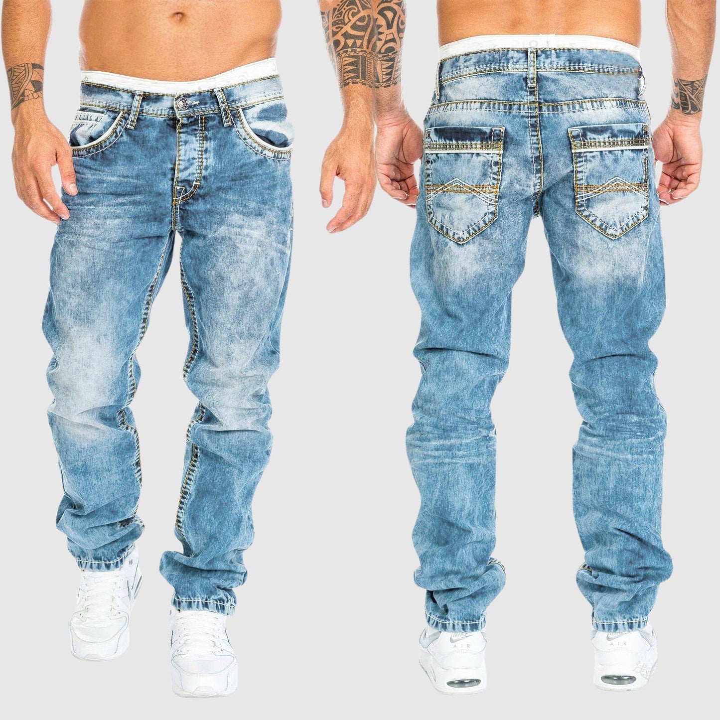 Comfortable Men's Wide Leg Washed Jeans