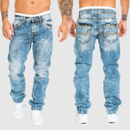 Comfortable Men's Wide Leg Washed Jeans