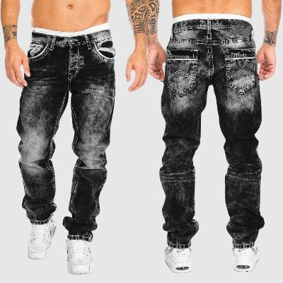 Comfortable Men's Wide Leg Washed Jeans