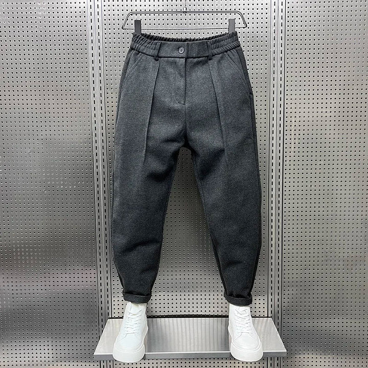 Herrenhosen Weite Bein Plissee Wollmix - IdealeKleiden