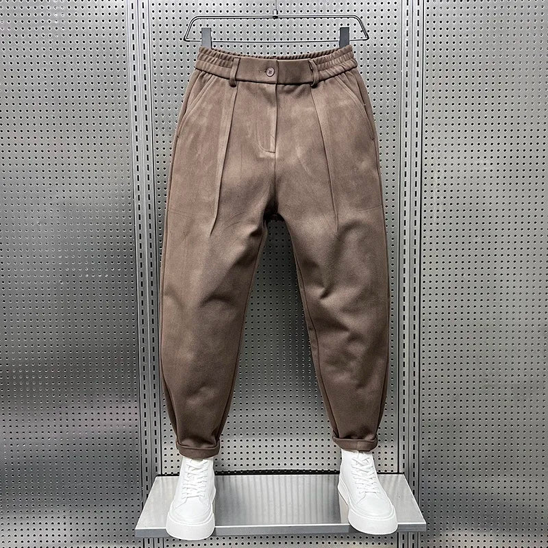 Men's Trousers Wide Leg Pleated Wool Blend