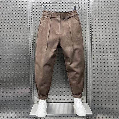 Men's Trousers Wide Leg Pleated Wool Blend