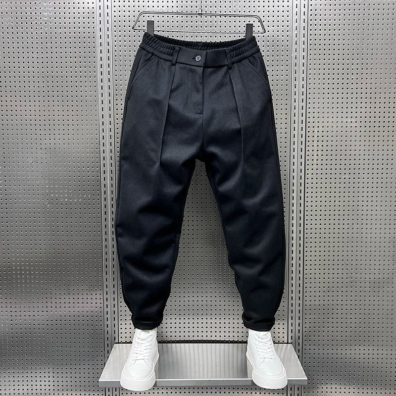 Men's Trousers Wide Leg Pleated Wool Blend