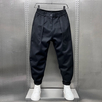 Men's Trousers Wide Leg Pleated Wool Blend