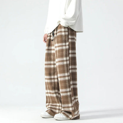 Comfortable Men's Plaid Relaxed Fit Trousers