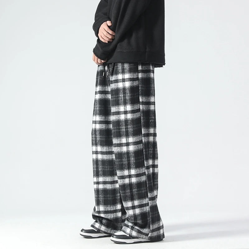 Comfortable Men's Plaid Relaxed Fit Trousers
