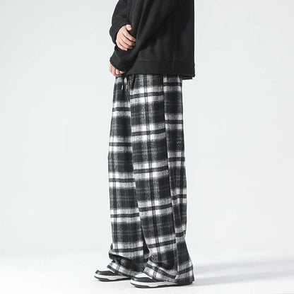 Comfortable Men's Plaid Relaxed Fit Trousers