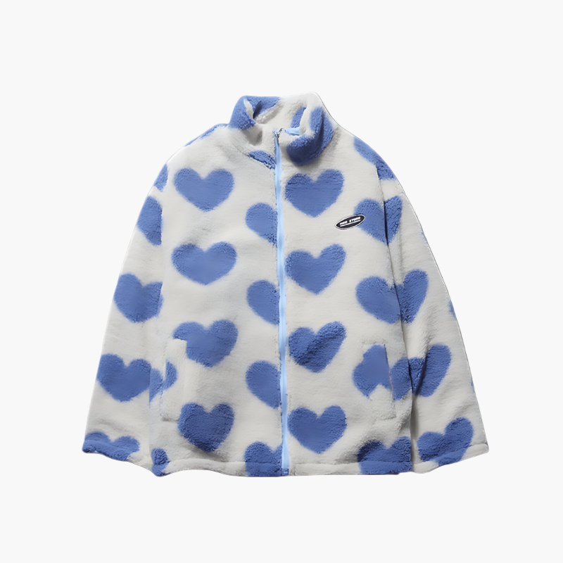 Stylish Fleece Jacket With Heart Motif