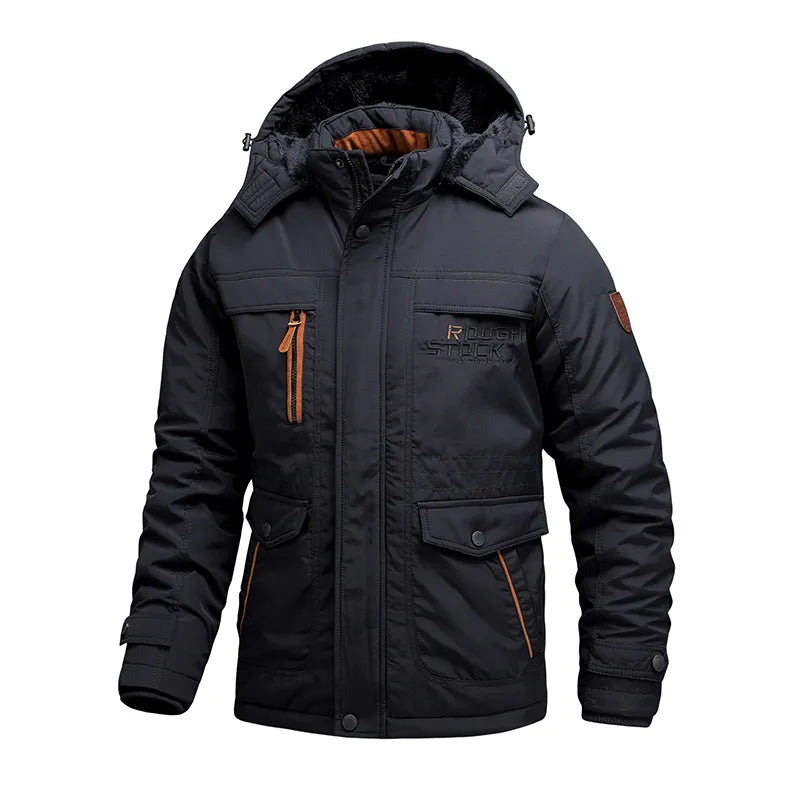 Men's Waterproof Winter Jacket with Detachable Hood