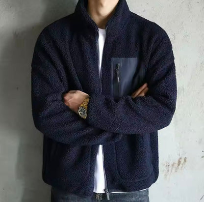 Men's Warm Zip Jacket with Many Pockets