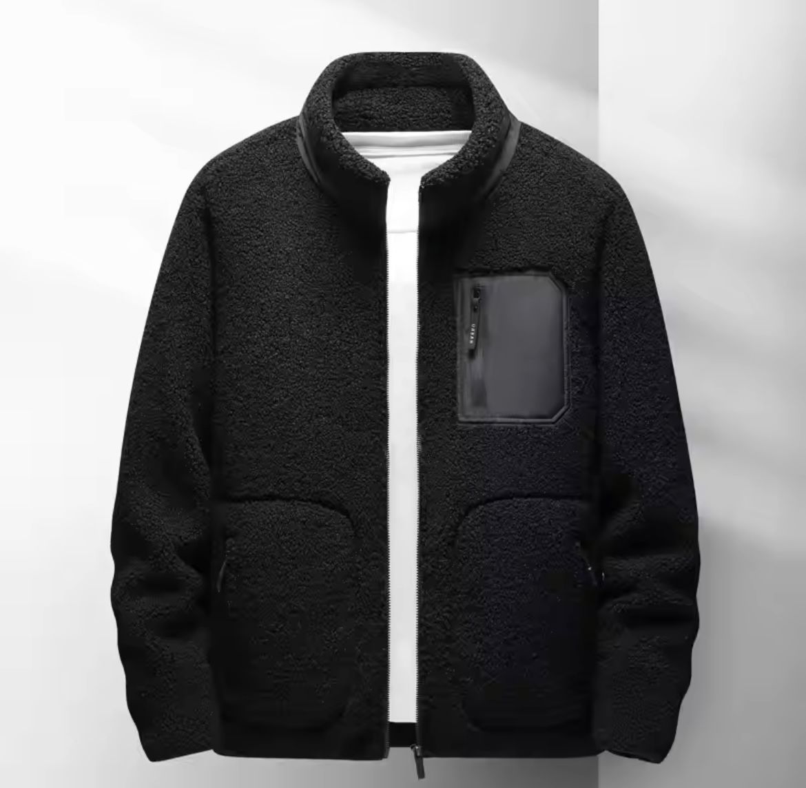 Men's Warm Zip Jacket with Many Pockets
