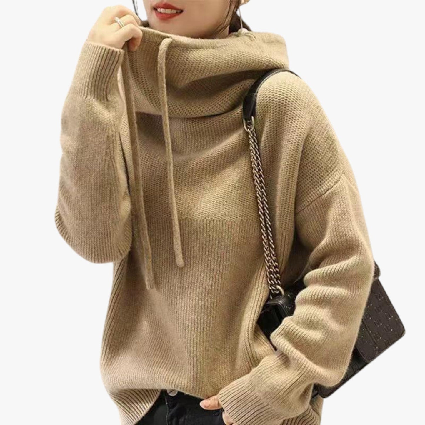 Loose-fit Knitted Sweater Warm Comfortable High Neck