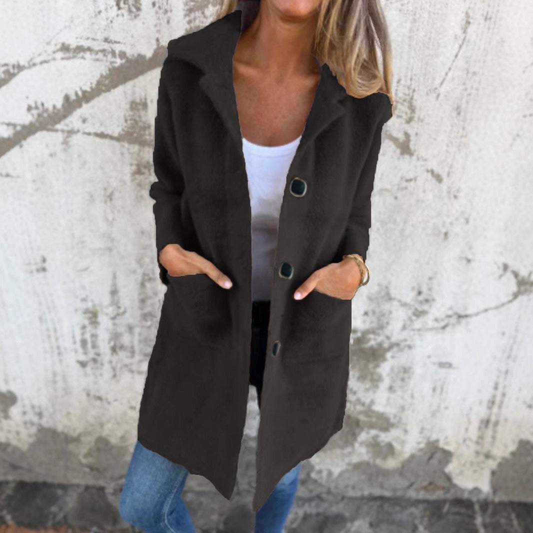 Long Women's Jacket Modern Buttons