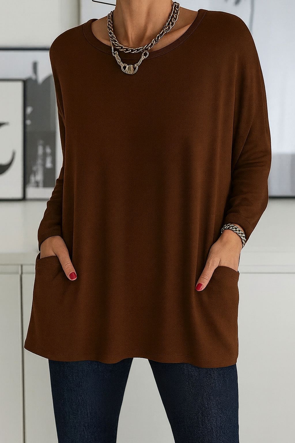 Women's Loose Long-Sleeved Shirt Elegant Blouse