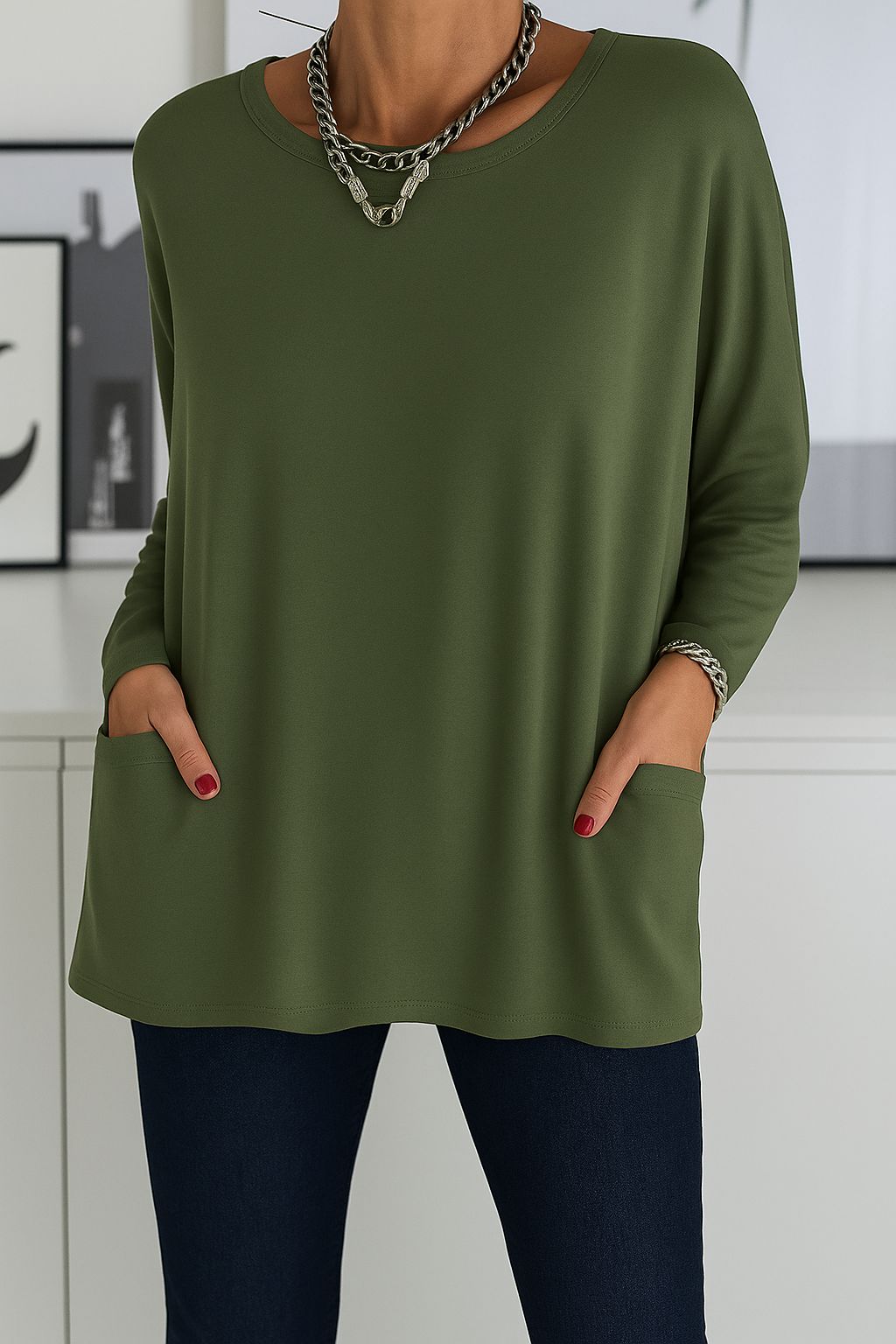 Women's Loose Long-Sleeved Shirt Elegant Blouse