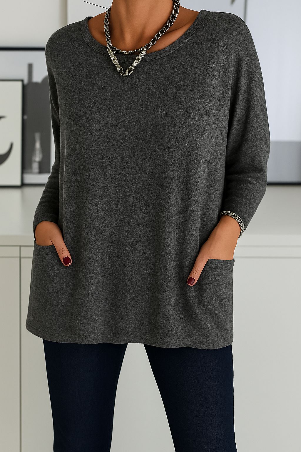 Women's Loose Long-Sleeved Shirt Elegant Blouse