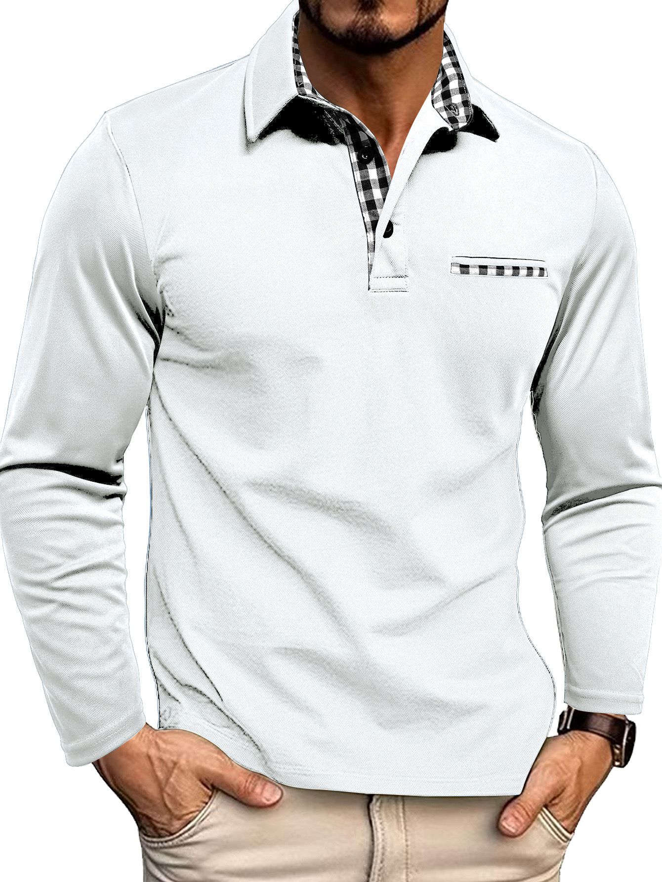 Men's Long-Sleeve Polo Shirt Comfortable Quality