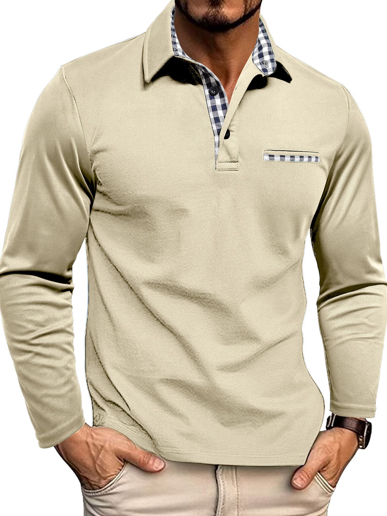 Men's Long-Sleeve Polo Shirt Comfortable Quality