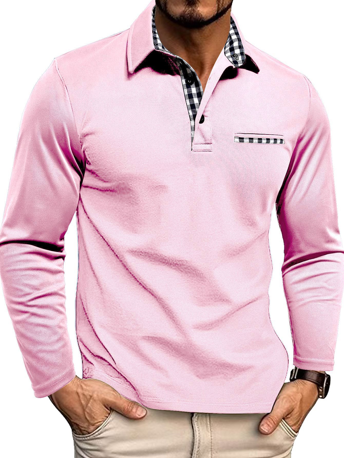 Men's Long-Sleeve Polo Shirt Comfortable Quality