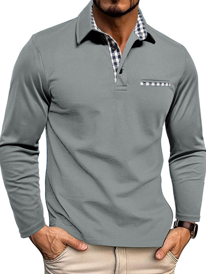 Men's Long-Sleeve Polo Shirt Comfortable Quality