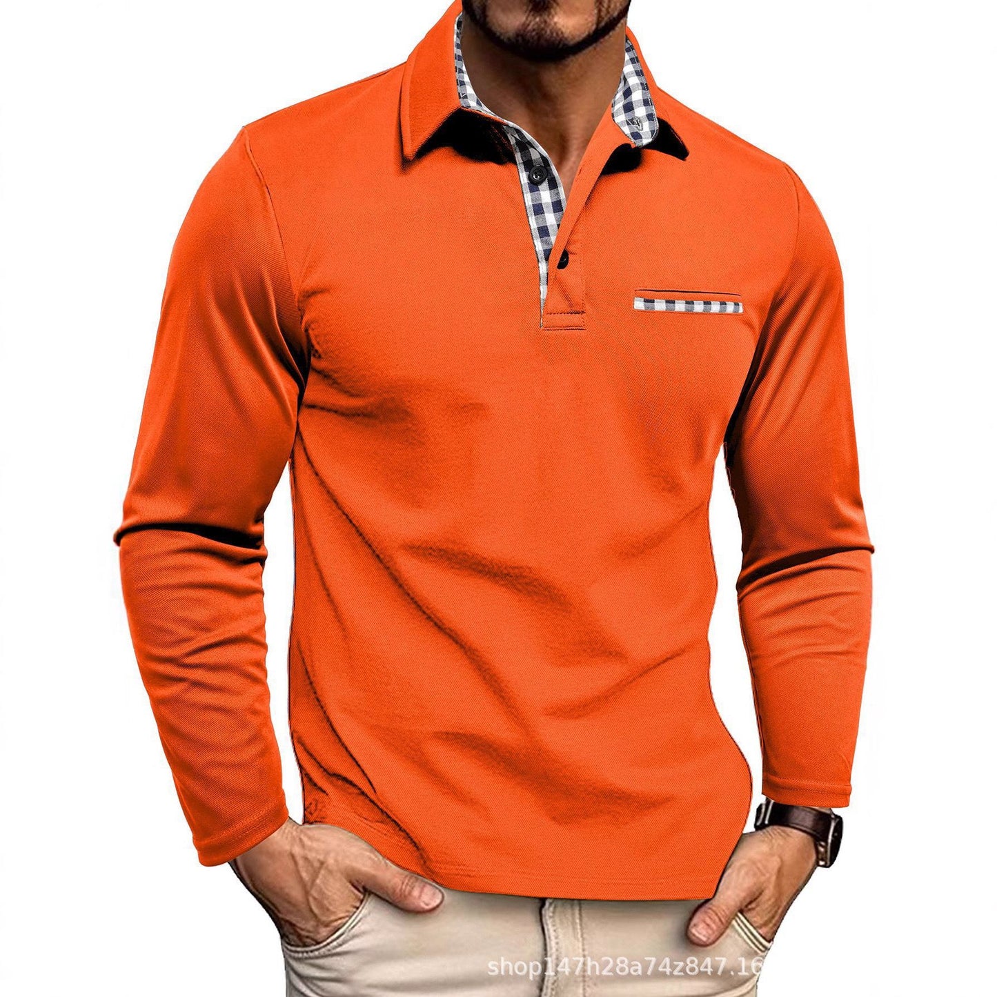 Men's Long-Sleeve Polo Shirt Comfortable Quality