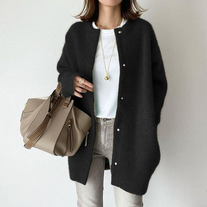 Women's Scarf Cardigan Buttons Long Sleeve