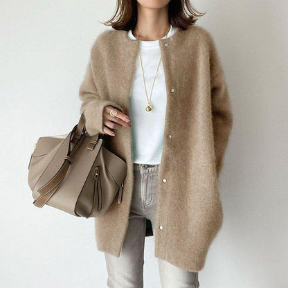 Women's Scarf Cardigan Buttons Long Sleeve