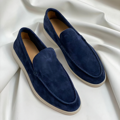 Men's comfortable suede loafers with rubber sole