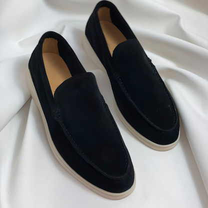 Men's comfortable suede loafers with rubber sole