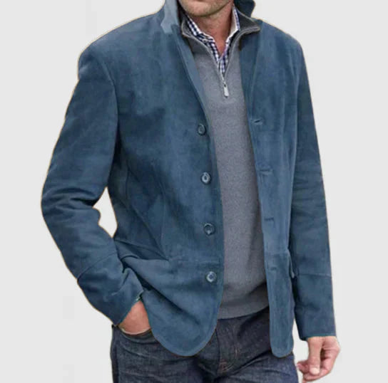 Men's Leather Jacket Vintage Style Single Breasted