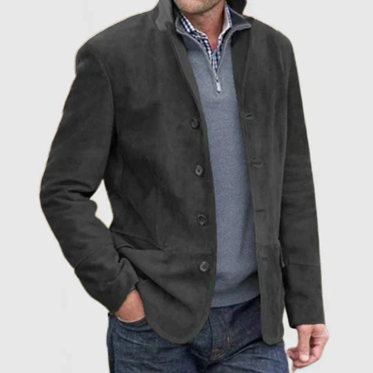 Men's Leather Jacket Vintage Style Single Breasted