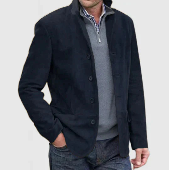 Men's Leather Jacket Vintage Style Single Breasted