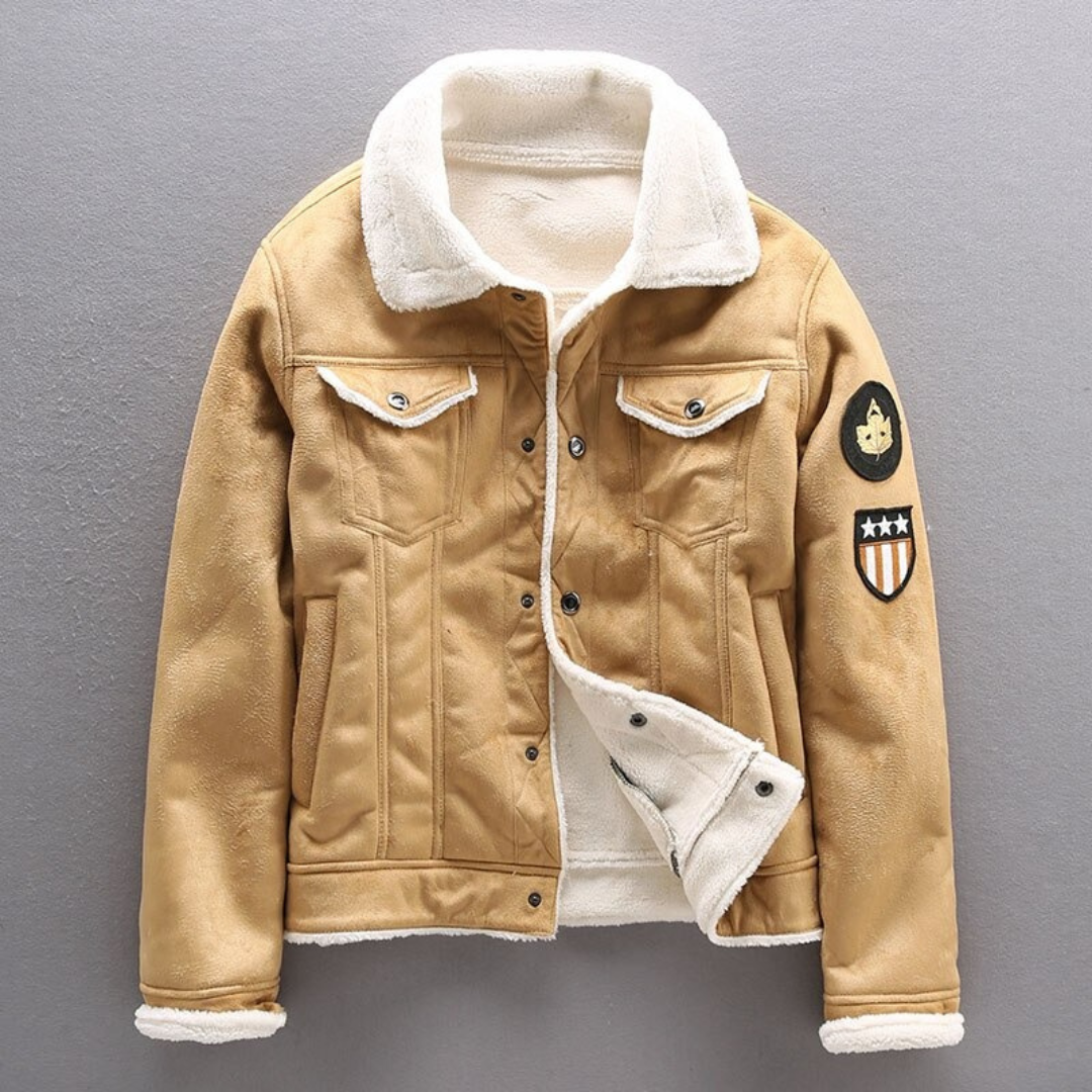 Men's Warm Insulated Leather Biker Jacket Winter