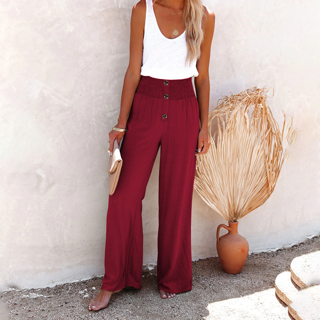 Ladies' shoes are not an option as the product type is trousers. Here is the new title:
Women High Waist Wide Leg Trousers
