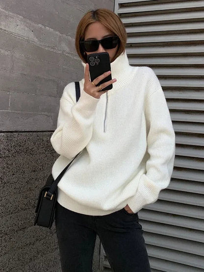 Soft Turtleneck Sweater for Women with Thermal Closure