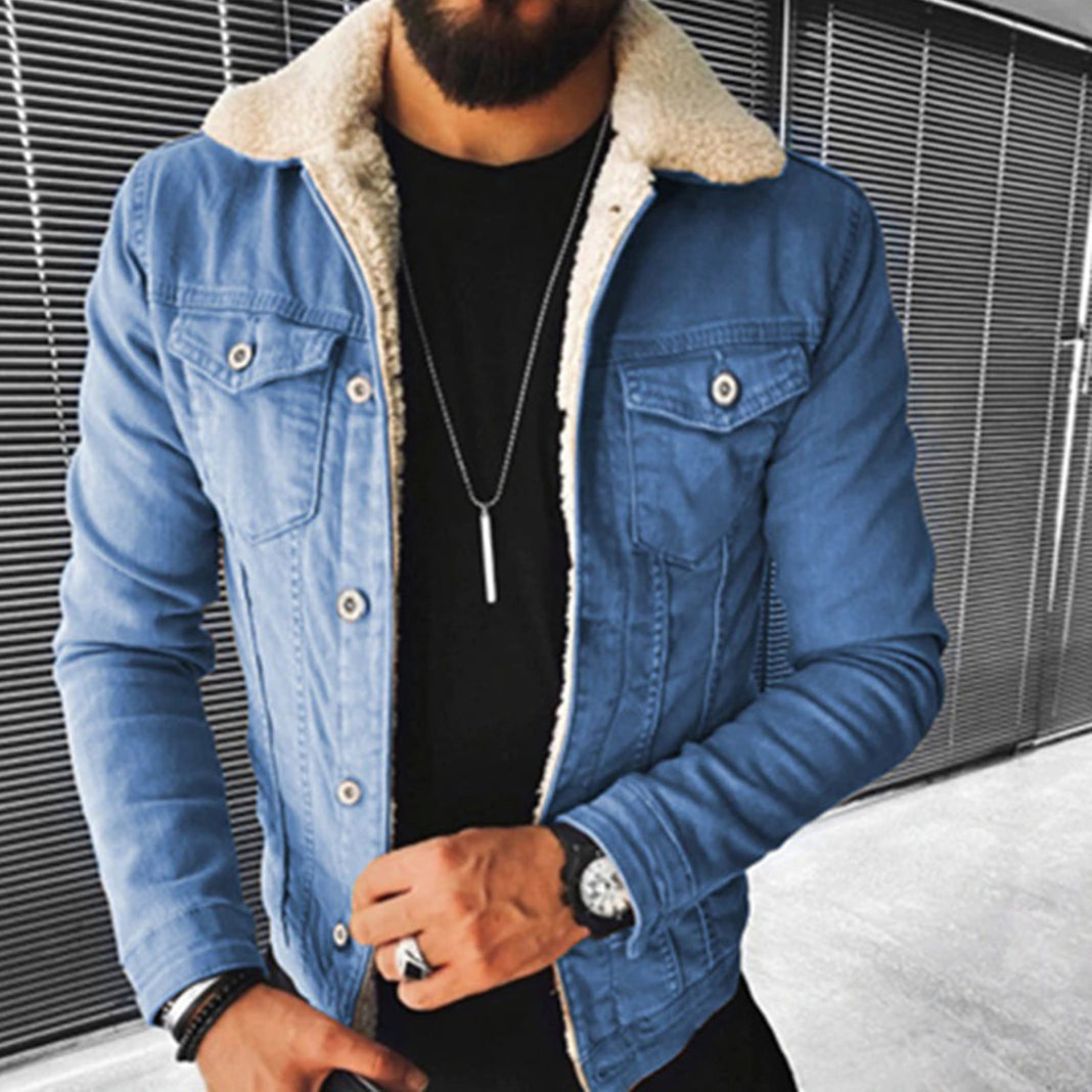Men's Winter Jacket Faux Fur Trim Regular Fit
