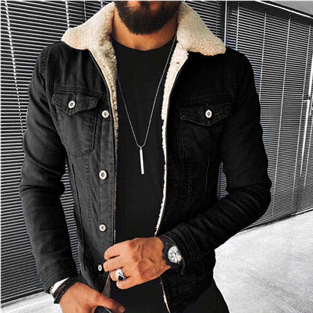 Herren Jeansjacke Slim Fit Fleece - IdealeKleiden