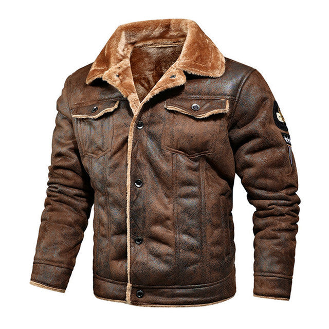 Herren Lederjacke Warm Winter Sherpa Gefüttert - IdealeKleiden