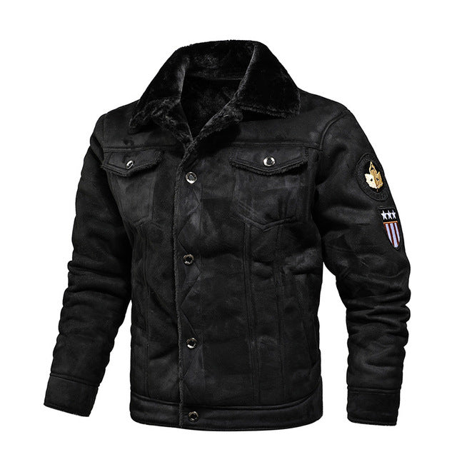 Men's Leather Jacket Warm Winter Sherpa Lined